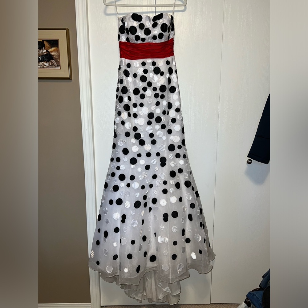 Jovani Polka Dot Strapless Mermaid Style Formal Dress